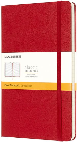 Zápisník Moleskine tvrdý linkovaný červený L