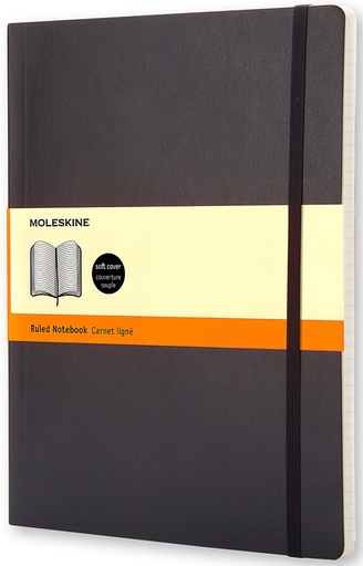 Zápisník Moleskine měkký linkovaný černý XL